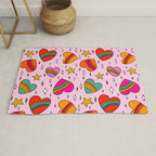 Rainbow Heart Print Rug Gallery Image 1
