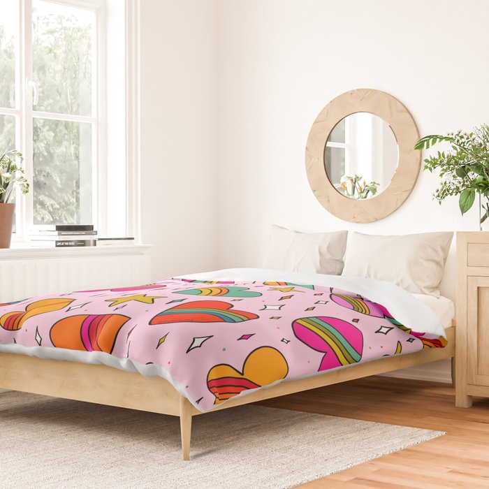 Rainbow Heart Print Duvet Cover Gallery Image 2