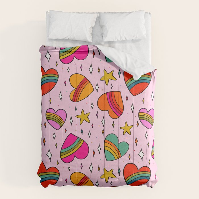 Rainbow Heart Print Comforter Gallery Image 1
