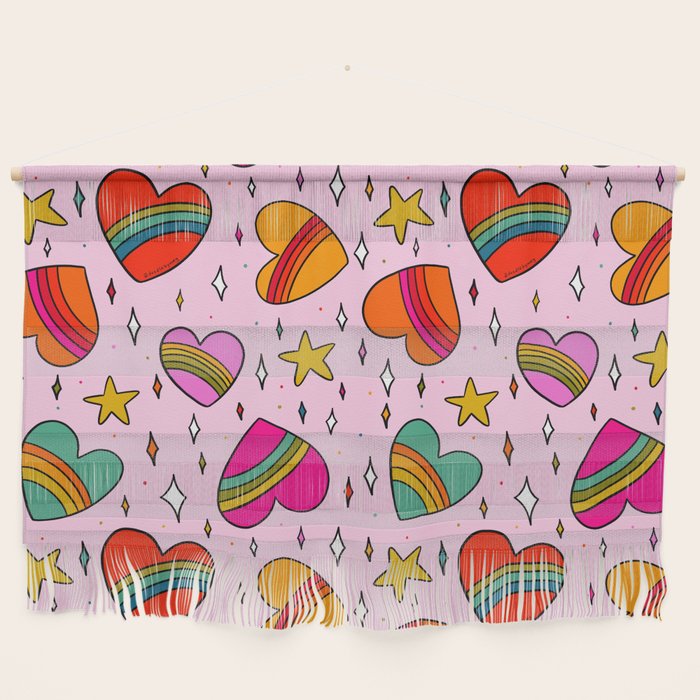 Rainbow Heart Print Wall Hanging Gallery Image 1