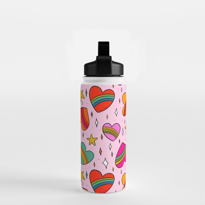 Rainbow Heart Print Water Bottle Gallery Image 2