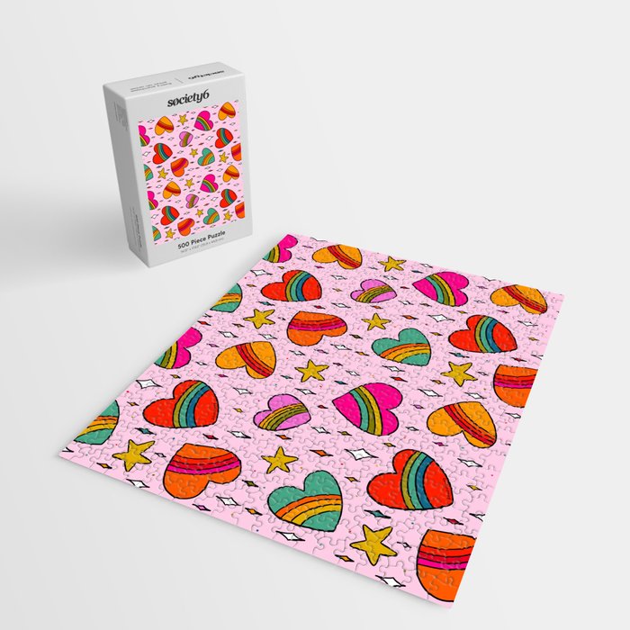 Rainbow Heart Print Jigsaw Puzzle Gallery Image 2