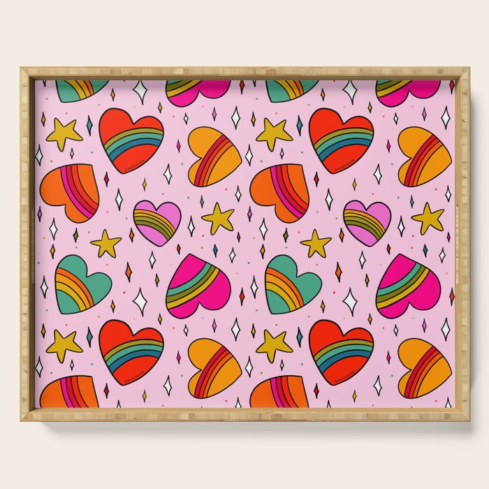Rainbow Heart Print Serving Tray Gallery Image 1