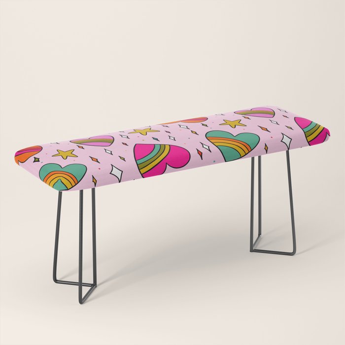 Rainbow Heart Print Bench Gallery Image 1