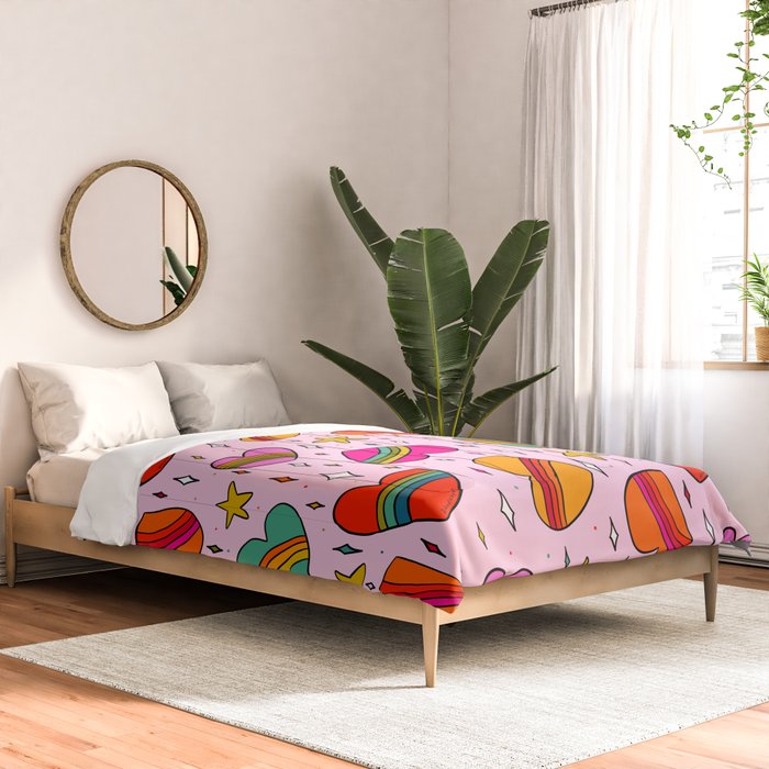 Rainbow Heart Print Comforter Gallery Image 2