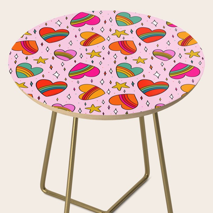 Rainbow Heart Print Side Table Gallery Image 2