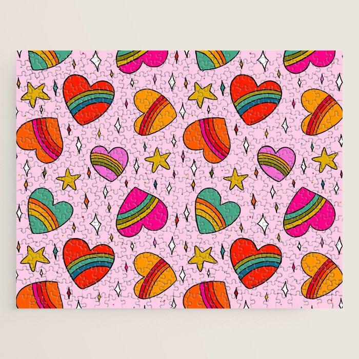 Rainbow Heart Print Jigsaw Puzzle Gallery Image 1