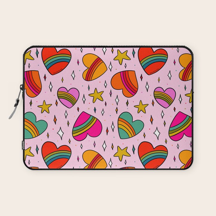 Rainbow Heart Print Laptop Sleeve Gallery Image 1
