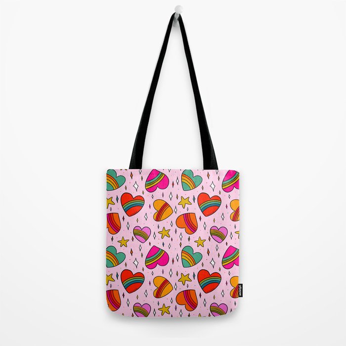 Rainbow Heart Print Tote Bag Gallery Image 2