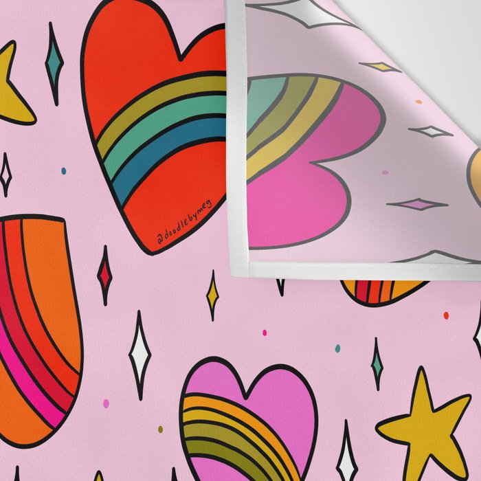 Rainbow Heart Print Wall Tapestry Gallery Image 3