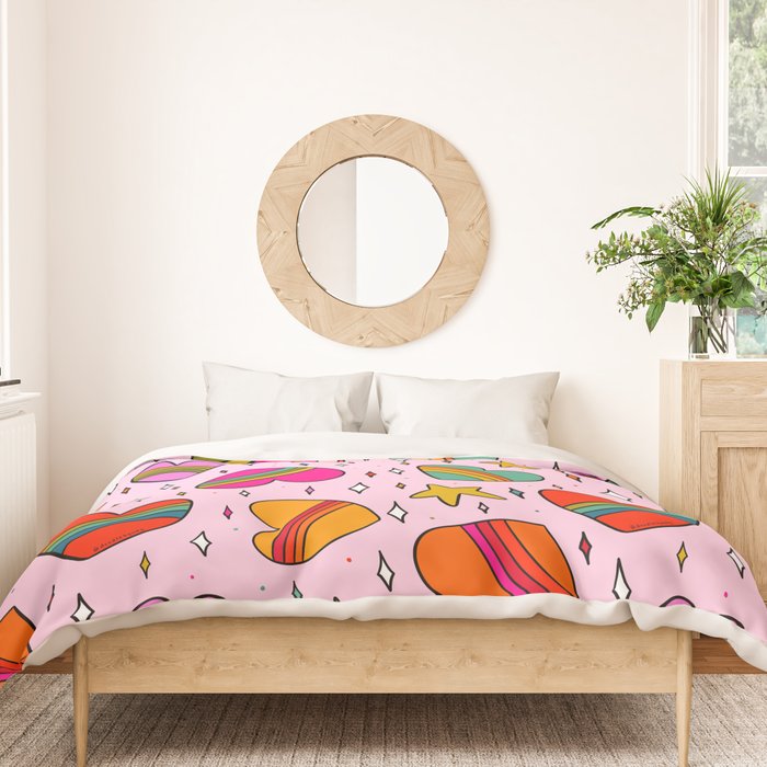 Rainbow Heart Print Duvet Cover Gallery Image 3