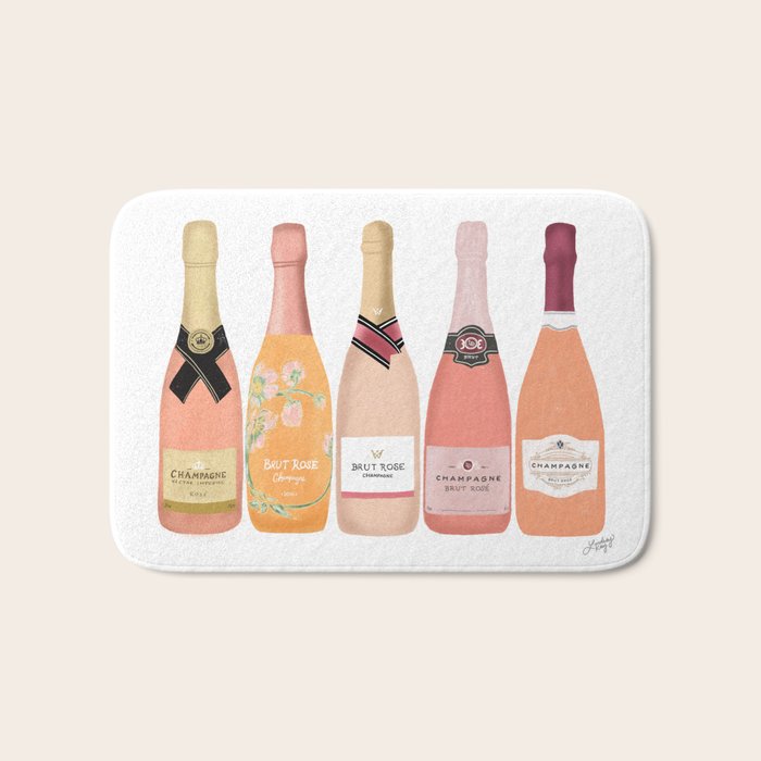 Rose Champagne Bottles Bath Mat Gallery Image 1