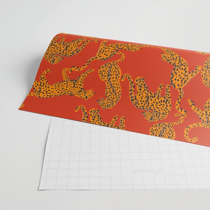 Abstract modern cats with red lips and earnings  Wrapping Paper Gallery Image 2