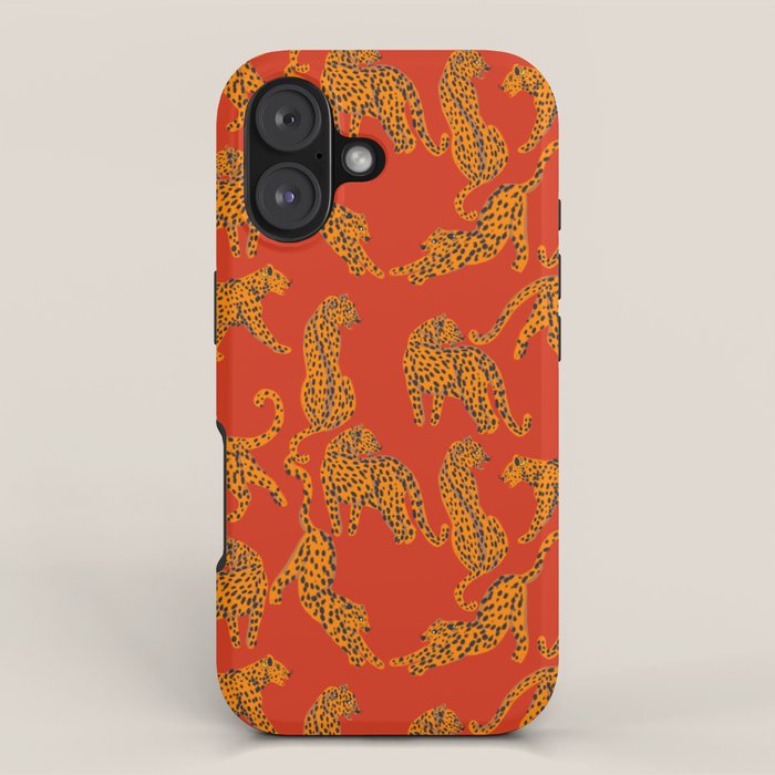 Abstract modern cats with red lips and earnings  iPhone Case Gallery Image 1