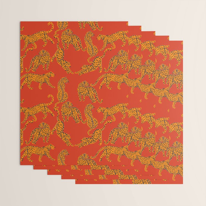 Abstract modern cats with red lips and earnings  Wrapping Paper Gallery Image 3