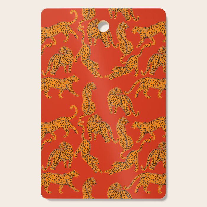 Abstract modern cats with red lips and earnings  Cutting Board Gallery Image 1