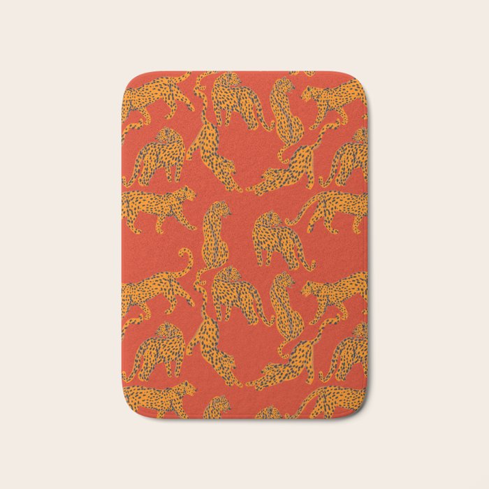 Abstract modern cats with red lips and earnings  Bath Mat Gallery Image 1