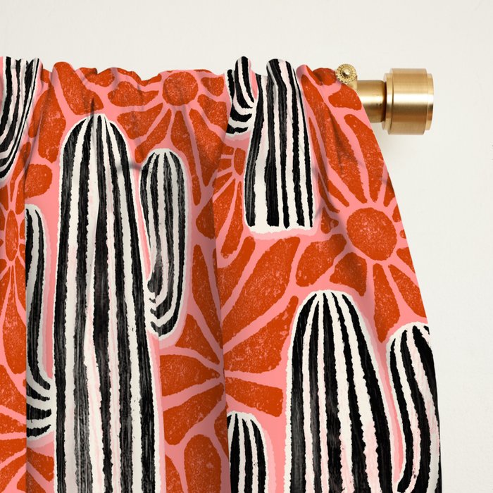 Sonora - red, pink, black, and white  Window Curtain Gallery Image 2