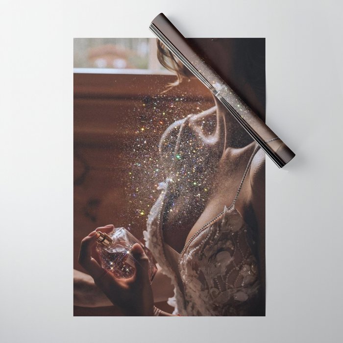 MAGIC IN ACTION | woman | perfume | Parisian | dark | evening | date | aesthetic | vintage | retro  Wrapping Paper Gallery Image 1