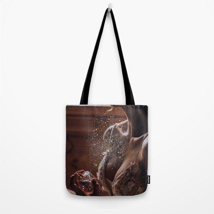MAGIC IN ACTION | woman | perfume | Parisian | dark | evening | date | aesthetic | vintage | retro  Tote Bag Gallery Image 2