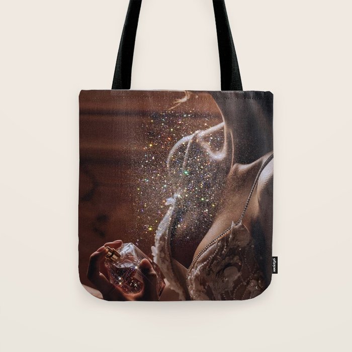 MAGIC IN ACTION | woman | perfume | Parisian | dark | evening | date | aesthetic | vintage | retro  Tote Bag Gallery Image 1