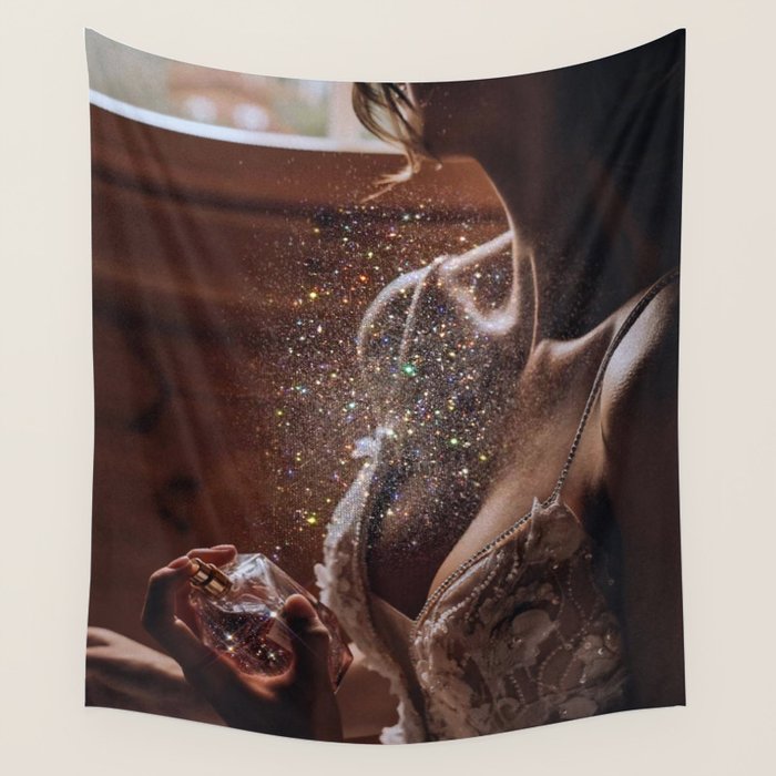 MAGIC IN ACTION | woman | perfume | Parisian | dark | evening | date | aesthetic | vintage | retro  Wall Tapestry Gallery Image 4