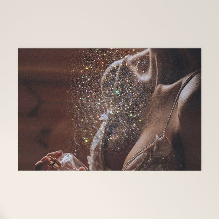 MAGIC IN ACTION | woman | perfume | Parisian | dark | evening | date | aesthetic | vintage | retro  Welcome Mat Gallery Image 1