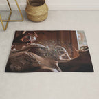MAGIC IN ACTION | woman | perfume | Parisian | dark | evening | date | aesthetic | vintage | retro  Rug Gallery Image 1