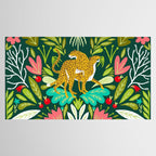 Cheetah Couple Illustration, Wild Cat Jungle Nature, Mandala Painting, Wildlife Tropical Tiger Tablecloth Gallery Image 2