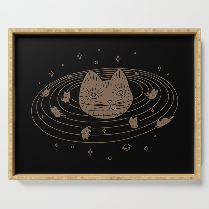 Cat Landscape 147: Caturn Serving Tray Gallery Image 1