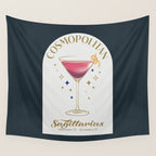 Cosmopolitan Cocktail Zodiac Sign Wall Tapestry Gallery Image 4