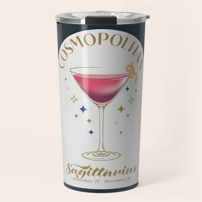 Cosmopolitan Cocktail Zodiac Sign Travel Mug Gallery Image 1