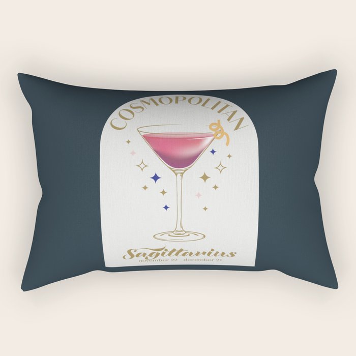 Cosmopolitan Cocktail Zodiac Sign Rectangular Pillow Gallery Image 1