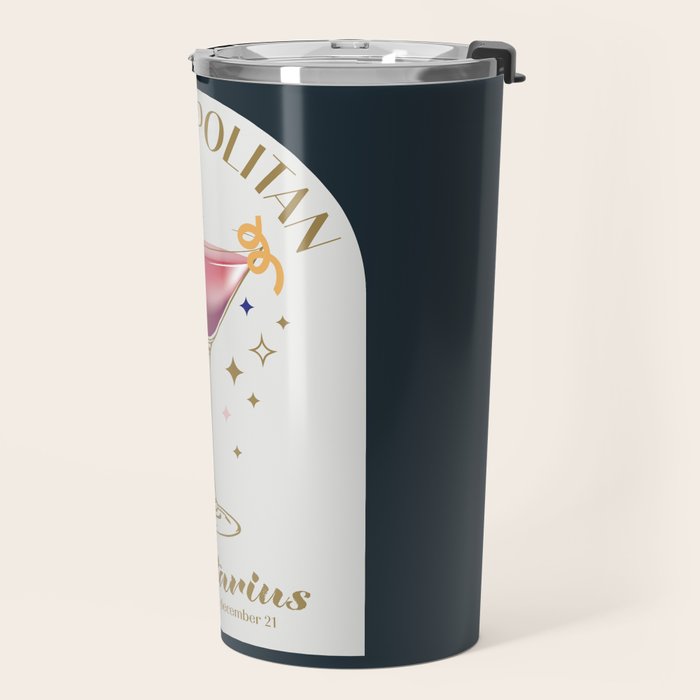 Cosmopolitan Cocktail Zodiac Sign Travel Mug Gallery Image 2