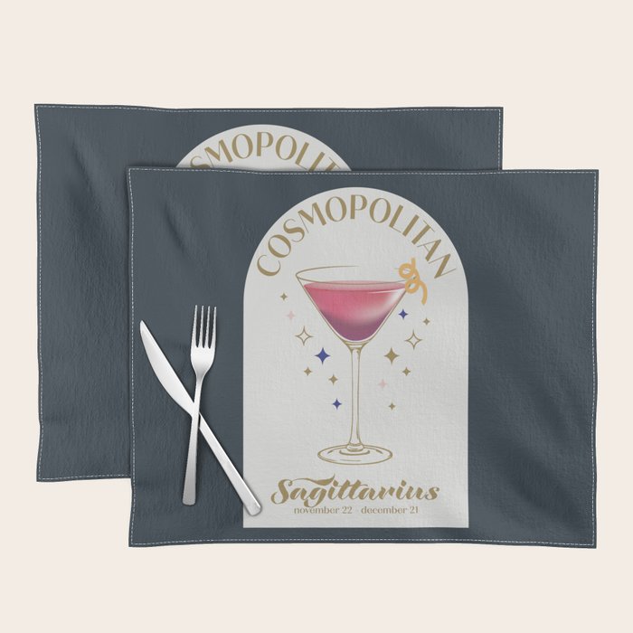 Cosmopolitan Cocktail Zodiac Sign Placemat Gallery Image 1