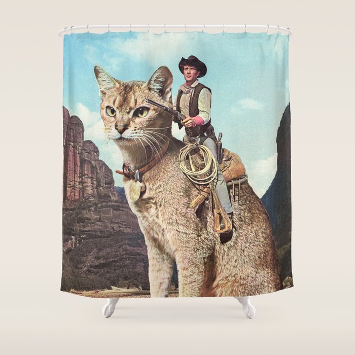 Cat Lone Ranger Shower Curtain Gallery Image 1