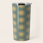 Boho Summer Sun Pattern XVI Neutral Earthy Sage Yellow Travel Mug Gallery Image 1