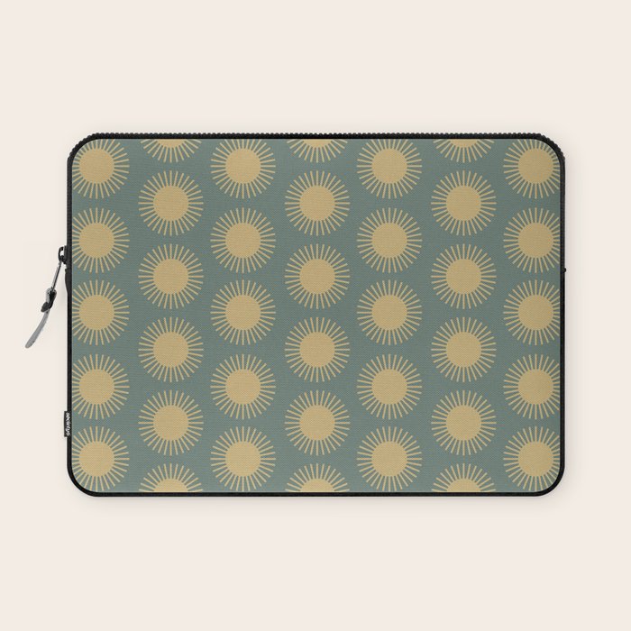 Boho Summer Sun Pattern XVI Neutral Earthy Sage Yellow Laptop Sleeve Gallery Image 1