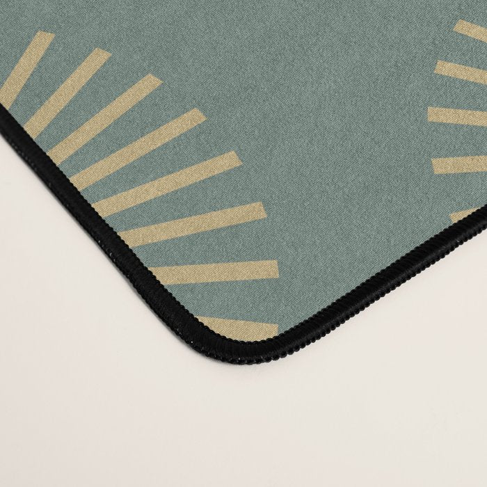Boho Summer Sun Pattern XVI Neutral Earthy Sage Yellow Desk Mat Gallery Image 4