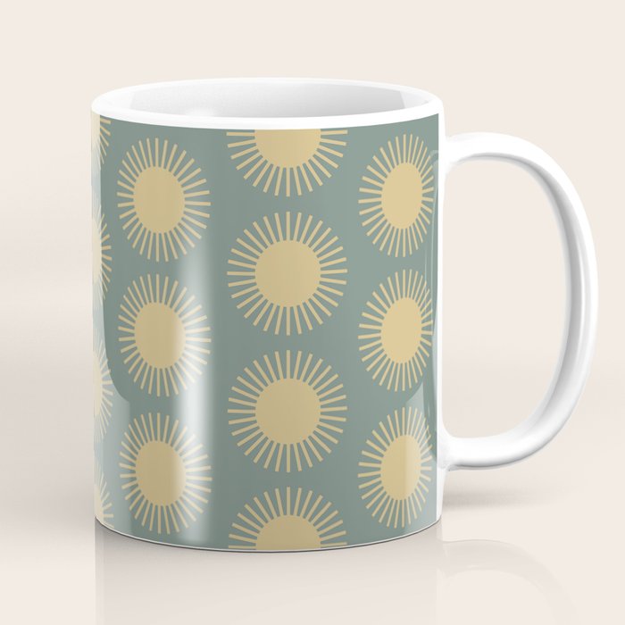 Boho Summer Sun Pattern XVI Neutral Earthy Sage Yellow Coffee Mug Gallery Image 1