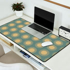 Boho Summer Sun Pattern XVI Neutral Earthy Sage Yellow Desk Mat Gallery Image 2