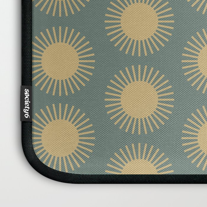 Boho Summer Sun Pattern XVI Neutral Earthy Sage Yellow Laptop Sleeve Gallery Image 3