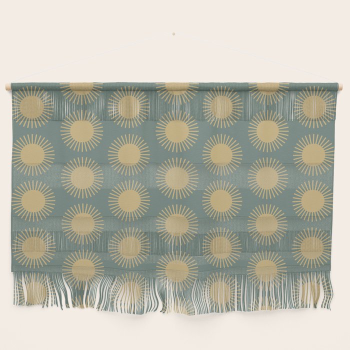 Boho Summer Sun Pattern XVI Neutral Earthy Sage Yellow Wall Hanging Gallery Image 1