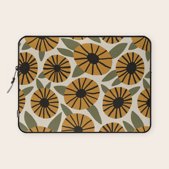 Floral Pattern / Turmeric Yellow & Green Laptop Sleeve Gallery Image 1
