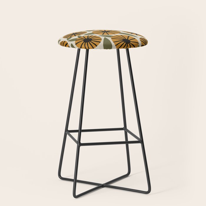 Floral Pattern / Turmeric Yellow & Green Stool Gallery Image 1