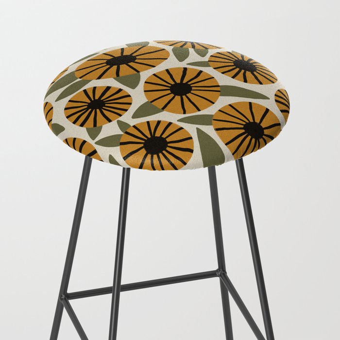 Floral Pattern / Turmeric Yellow & Green Stool Gallery Image 2