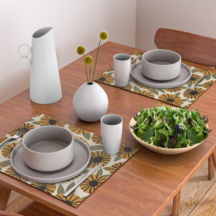 Floral Pattern / Turmeric Yellow & Green Placemat Gallery Image 2