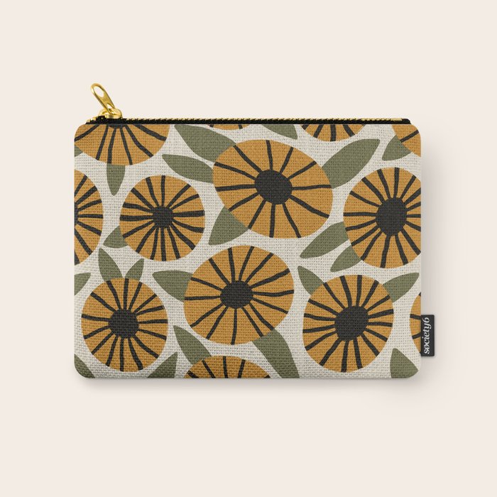 Floral Pattern / Turmeric Yellow & Green Carry All Pouch Gallery Image 1