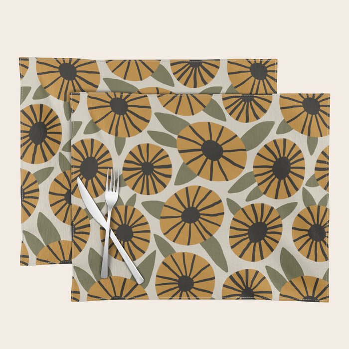 Floral Pattern / Turmeric Yellow & Green Placemat Gallery Image 1