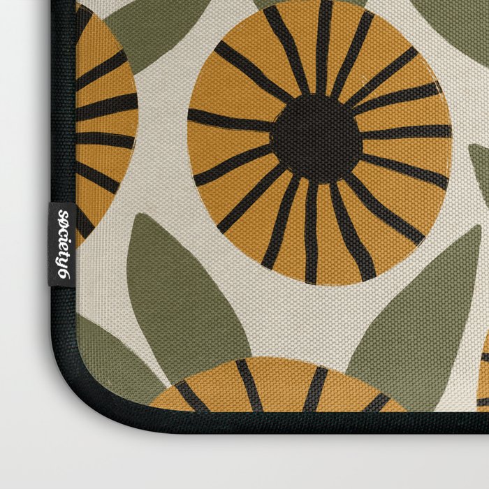 Floral Pattern / Turmeric Yellow & Green Laptop Sleeve Gallery Image 3